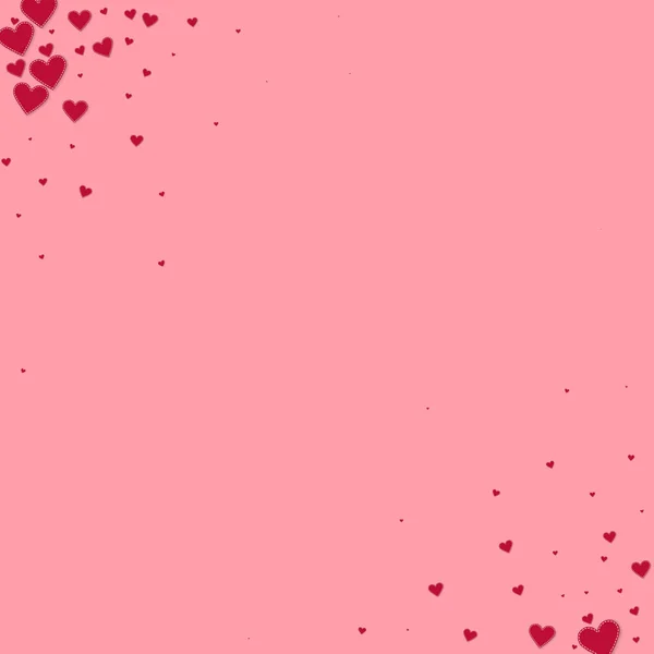 Red Heart Love Confettis Valentine Day Corner Nice Background Falling — Vetor de Stock