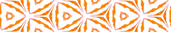 Orange Medallion Seamless Border Scroll Geometric Watercolor Frame Charming Seamless — Stockfoto