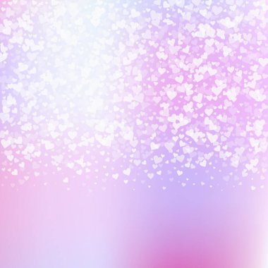 White heart love confettis. Valentine's day gradient shapely background. Falling transparent hearts confetti on soft background. Exotic vector illustration.