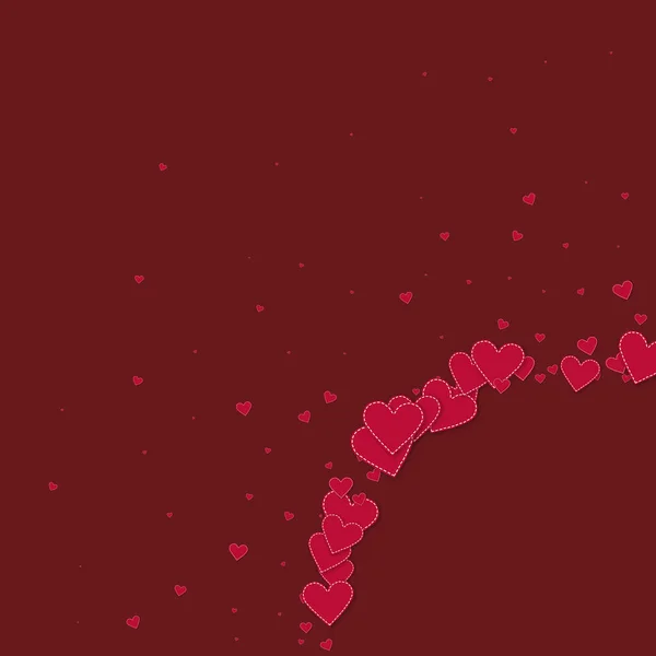 Красное Сердце Любит Конфетти День Святого Валентина Уголок Блестящий Фон — стоковый вектор