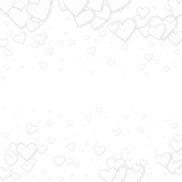 Corazón Blanco Ama Los Confettis Día San Valentín Cayendo Lluvia — Vector de stock