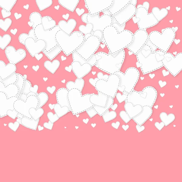 Bílé Srdce Miluje Konfety Valentýn Gradient Vynikající Pozadí Padající Sešité — Stockový vektor