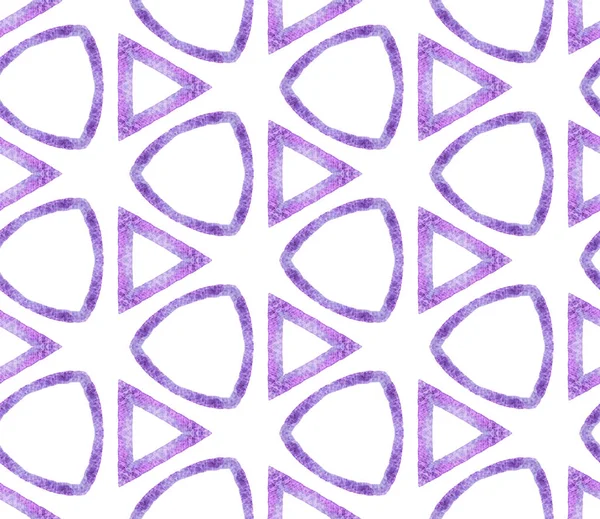 紫色万花筒无缝图案 手绘水彩画装饰品 正重复瓷砖 趋势面料布 泳衣设计 包装材料 — 图库照片