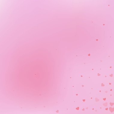 Kırmızı kalp konfetileri sever. Sevgililer Günü 'nün orjinal arka planı. Düşen şeffaf kalp konfetileri göze çarpmıyor. Zarif vektör illüstrasyonu.