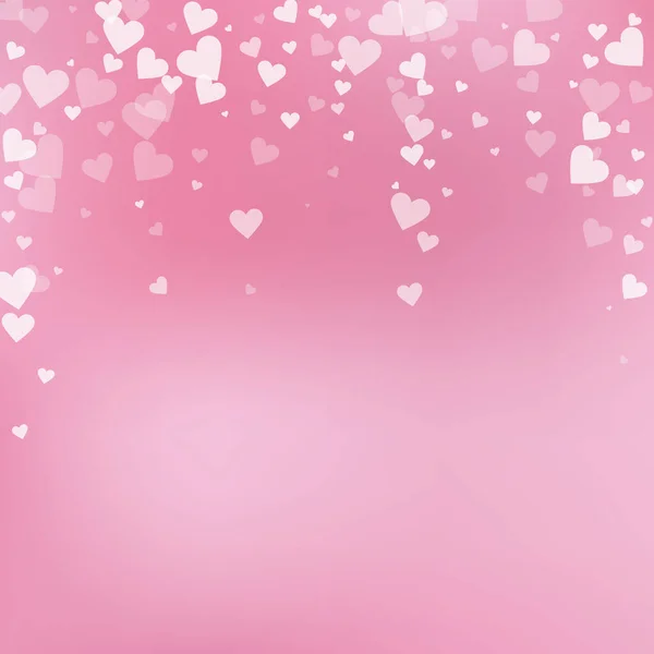 Witte Hart Liefde Confettis Valentijnsdag Vallende Regen Levendige Achtergrond Vallende — Stockvector