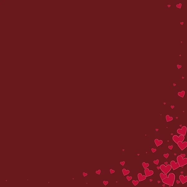 Κόκκινη Καρδιά Αγάπη Κομφετί Γωνία Του Αγίου Βαλεντίνου Λαμπρό Φόντο — Διανυσματικό Αρχείο