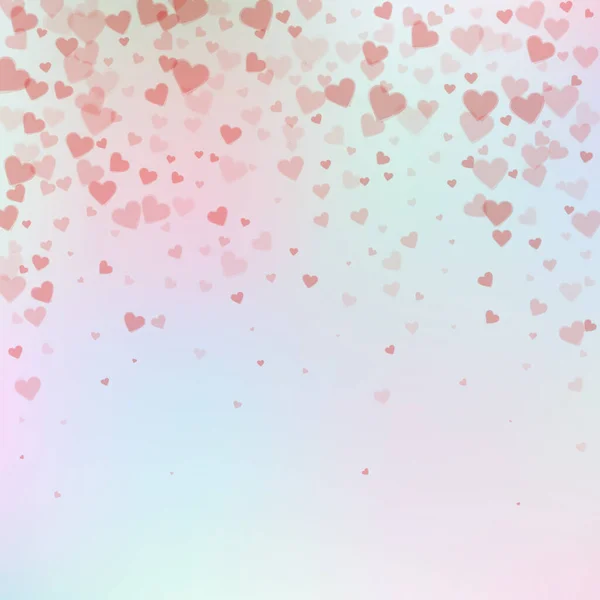 Red Heart Love Confettis Valentine Day Falling Rain Ecstatic Background — Stockvektor