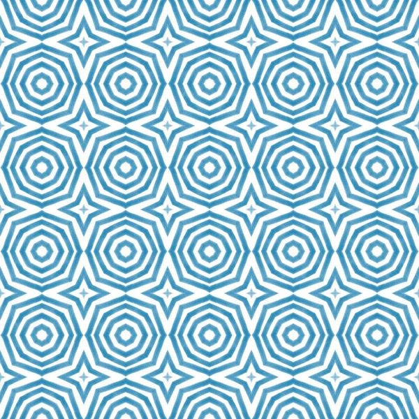 Bezešvé Medailonky Modré Symetrické Kaleidoskopické Pozadí Textilní Připravené Krásné Potisk — Stock fotografie