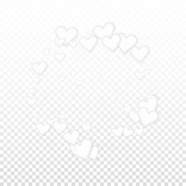 Weiße Herzen Lieben Konfettis Valentinstag Rahmen Außergewöhnlichen Hintergrund Fallen Bestickte — Stockvektor