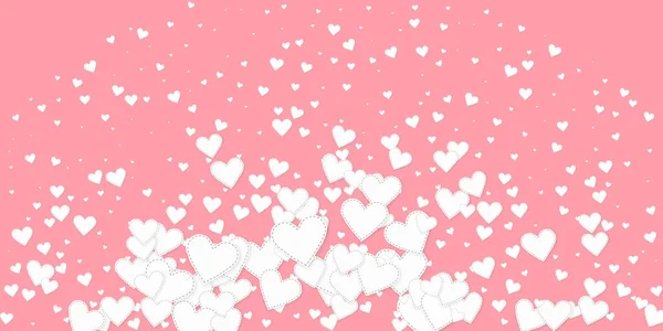 Weiße Herzen Lieben Konfettis Valentinstag Explosion Ungewöhnlichen Hintergrund Fallen Bestickte — Stockvektor
