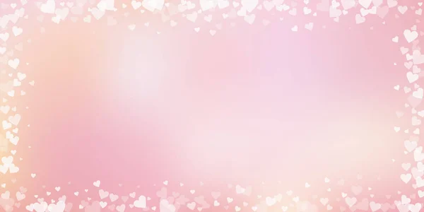 White Heart Love Confettis Valentine Day Frame Outstanding Background Falling — Stock Vector