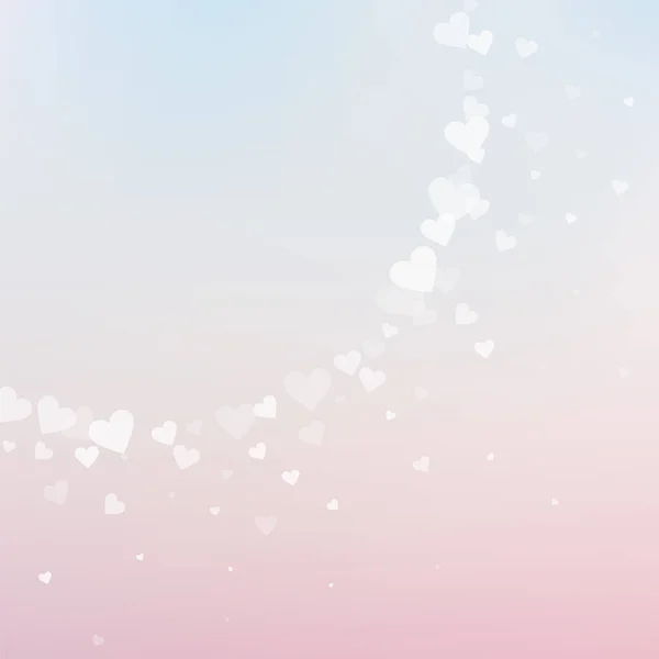 Cuore Bianco Ama Confetti San Valentino Angolo Sfondo Abbagliante Coriandoli — Vettoriale Stock