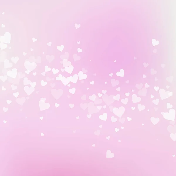 Coração Branco Amor Confettis Dia Dos Namorados Caindo Chuva Fundo — Vetor de Stock