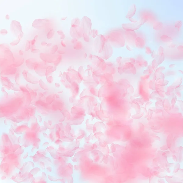Petali Sakura Che Cadono Romantico Gradiente Fiori Rosa Petali Volanti — Foto Stock