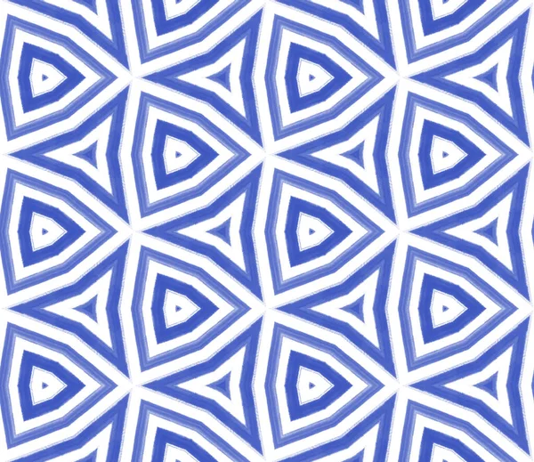 Patrón Acuarela Azulejos Fondo Caleidoscopio Índigo Simétrico Textil Listo Impresión — Foto de Stock