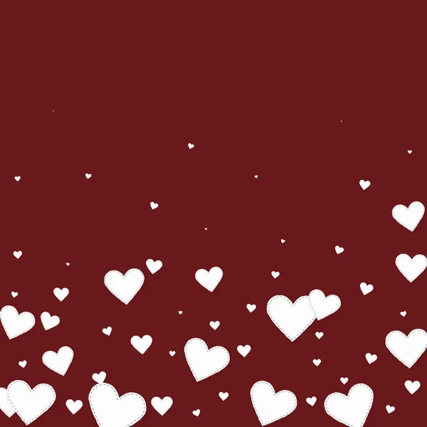Witte Hart Liefde Confettis Valentijnsdag Vallende Regen Mooie Achtergrond Gevallen — Stockvector