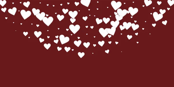 White Heart Love Confettis Valentine Day Semicircle Dazzling Background Falling — Stock Vector