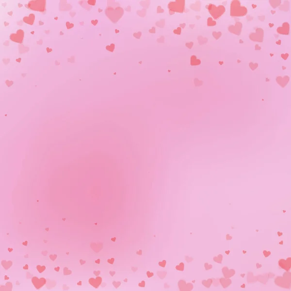 Corazón Rojo Ama Los Confettis Día San Valentín Cayendo Lluvia — Vector de stock