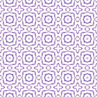 Döşemeli suluboya arka plan. Mor unutulmaz boho şık yaz tasarımı. Tekstil hazır klasik baskı, mayo kumaş, duvar kağıdı, ambalaj. Elle boyanmış suluboya kenar.