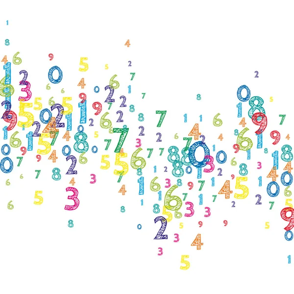 色彩斑斓的数字 数学学习的概念与飞行数字 漂亮回到学校的白色背景数学横幅 下降的数字矢量说明 — 图库矢量图片