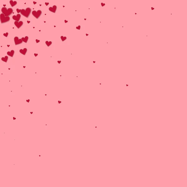 Rote Herzen Lieben Konfettis Valentinstag Ecke Genial Hintergrund Fallen Bestickte — Stockvektor
