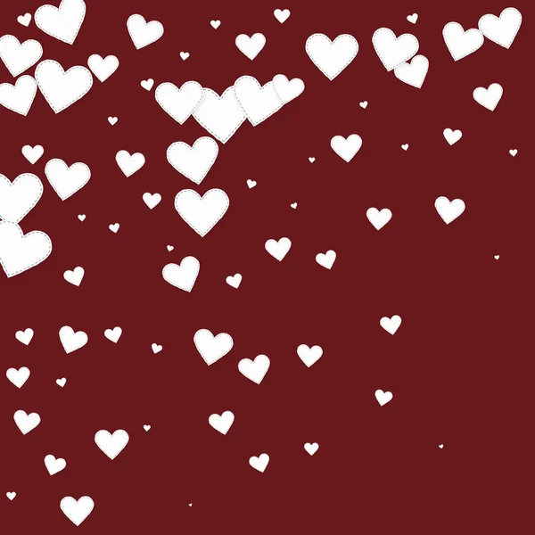白い心の愛の告白 バレンタインデーのグラデーションが生きている背景 月の背景に縫い付けられた紙のハートのコンフェッティが落ちる 見事なベクトル図 — ストックベクタ
