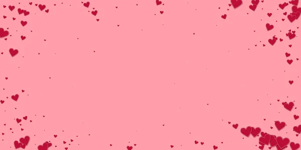 Rote Herzen Lieben Konfettis Valentinstag Vignette Perfekten Hintergrund Fallen Bestickte — Stockvektor