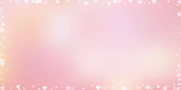 Witte Hart Liefde Confettis Valentijnsdag Frame Aantrekkelijke Achtergrond Vallende Transparante — Stockvector