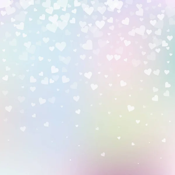 White Heart Love Confettis Valentine Day Gradient Amusing Background Falling — Stock Vector