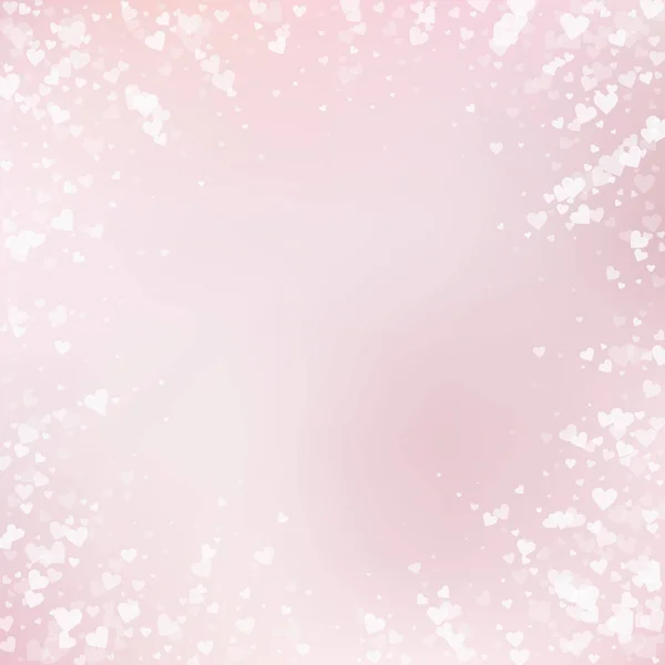 White Heart Love Confettis Valentine Day Vignette Quaint Background Falling — Stockvektor