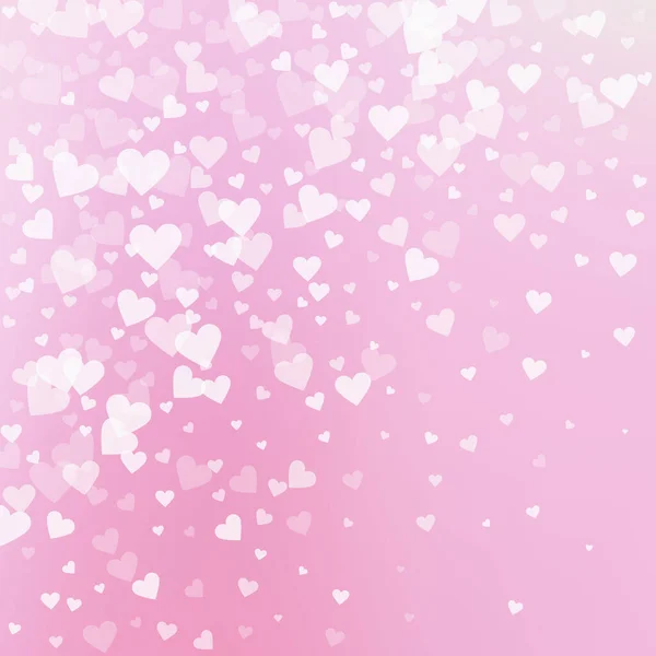 Witte Hart Liefde Confettis Valentijnsdag Gradiënt Vet Achtergrond Vallende Transparante — Stockvector