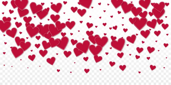 Rote Herzen Lieben Konfettis Valentinstag Gradient Saftigen Hintergrund Fallen Bestickte — Stockvektor