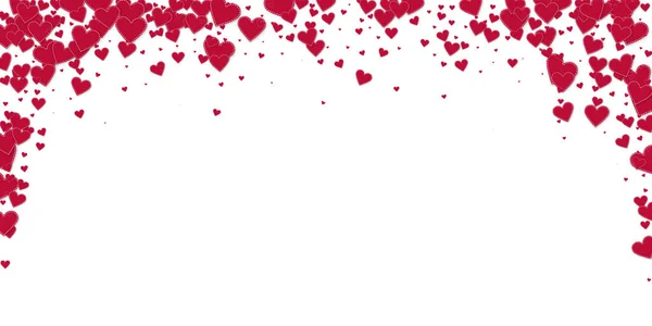 Červené Srdce Miluje Konfety Valentýn Padá Déšť Báječné Pozadí Padající — Stockový vektor