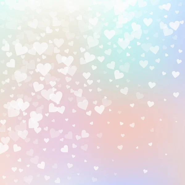 白い心の愛の告白 バレンタインデーのグラデーション鮮やかな背景 ピンクがかった背景に透明感のあるハートのコンフェッティを落下 見事なベクトル図 — ストックベクタ