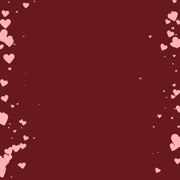 Pink Heart Love Confettis Valentine Day Borders Original Background Falling — Stock Vector