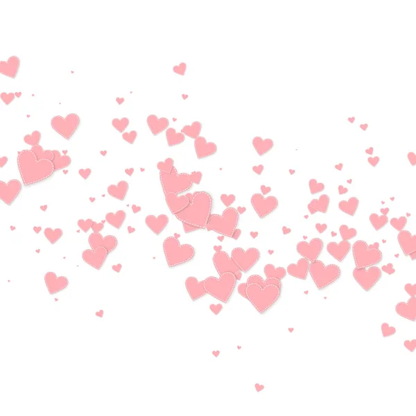 Corazón Rosado Amor Confettis Día San Valentín Cayendo Lluvia Notable — Vector de stock