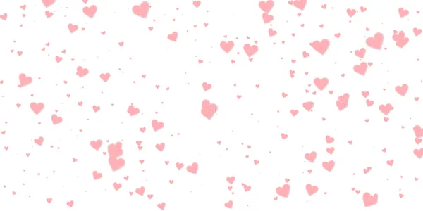 Corazón Rosado Amor Confettis Día San Valentín Cayendo Lluvia Fondo — Vector de stock