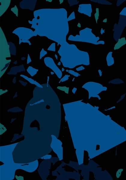 Terrazzo現代抽象テンプレート 古典的なイタリアの床の黒と青の質感 ベネチアンTerrazzoトレンディーなベクトル背景石 花崗岩 大理石 コンクリートで作られた背景 — ストックベクタ