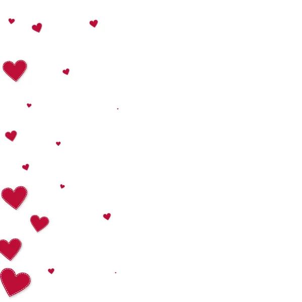 赤いハートの愛の告白 バレンタインデーのグラデーションの背景 白い背景に縫い付けられた紙のハートのコンフェッティが落ちる 優れたベクターイラスト — ストックベクタ