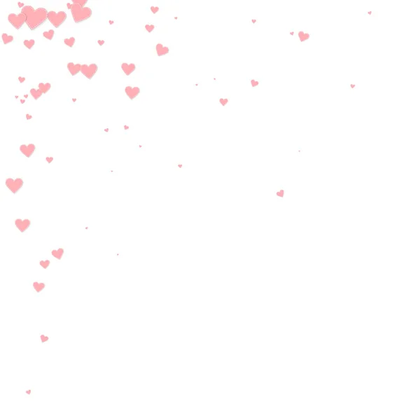 ピンクのハートの愛の告白 バレンタインデーのコーナー魅力的な背景 白い背景に縫い付けられた紙のハートのコンフェッティが落ちる 著名なベクトル図 — ストックベクタ