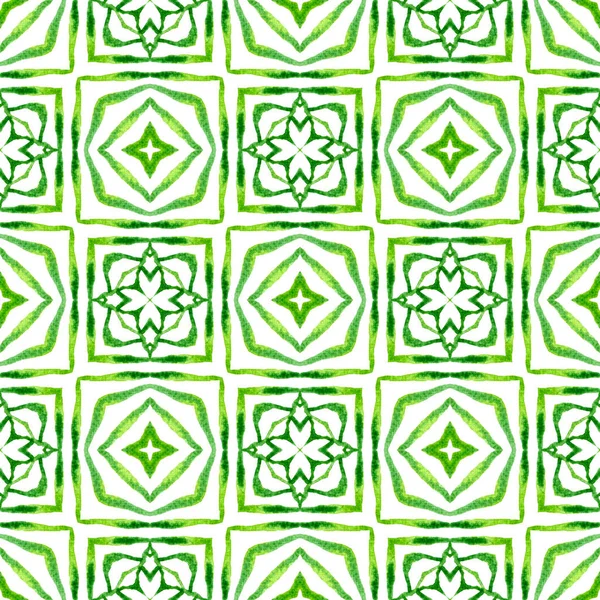 Aquarelle Motif Frontière Ethnique Été Vert Merveilleux Boho Chic Design — Photo