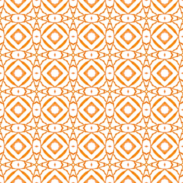 Aquarel Medaillon Naadloze Rand Oranje Eminent Boho Chique Zomer Design — Stockfoto