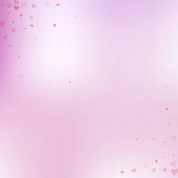 Rode Hart Liefde Confettis Valentijnsdag Hoek Chique Achtergrond Vallende Transparante — Stockvector