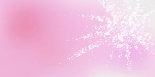 Witte Hart Liefde Confettis Valentijnsdag Explosie Magnetische Achtergrond Vallende Transparante — Stockvector