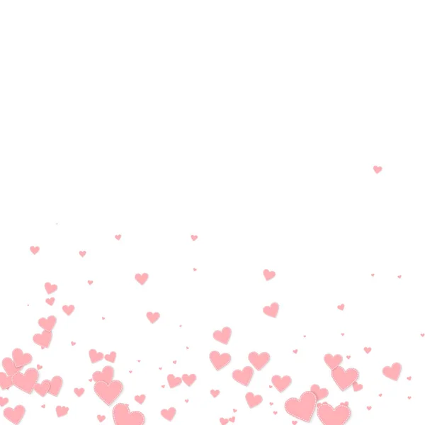 Růžové Srdce Miluje Konfety Valentýn Gradient Emocionální Pozadí Padající Sešité — Stockový vektor