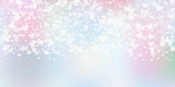 White Heart Love Confettis Valentine Day Gradient Mesmeric Background Falling — Stock Vector