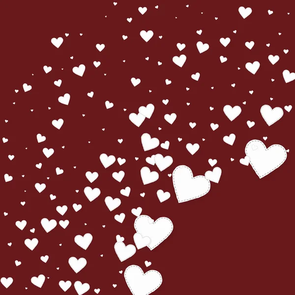 Coração Branco Amor Confettis Dia Dos Namorados Canto Fundo Elegante —  Vetores de Stock