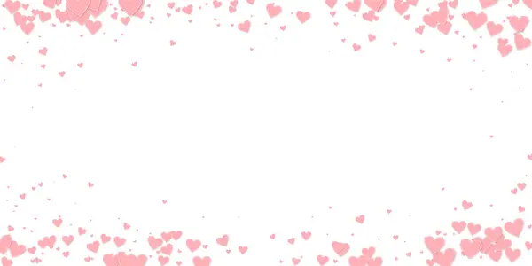 Roze Hart Liefde Confettis Valentijnsdag Vignet Stralende Achtergrond Gevallen Gestikte — Stockvector