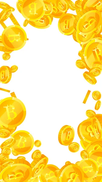 Bitcoin Padají Mince Internetové Měně Pravé Rozházené Mince Btc Kryptoměna — Stockový vektor