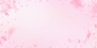 Sakura yaprakları aşağı düşen. Romantik pembe çiçekler skeç. Yaprakları geniş pembe uçan. Aşk, romantizm kavramı. Dikkat çekici düğün davetiyesi.